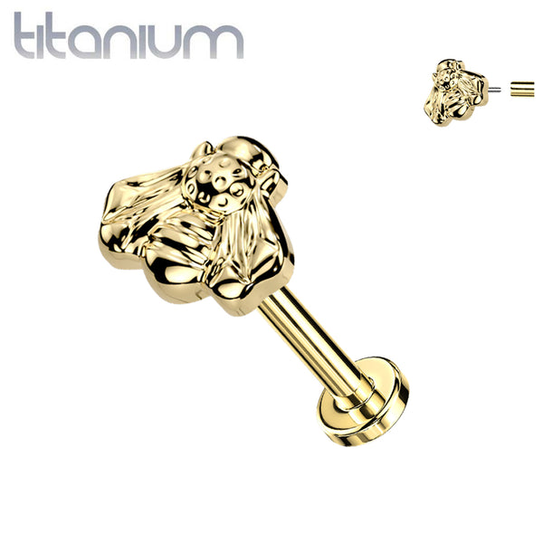 Implant Grade Titanium Gold PVD Bumblebee Threadless Push In Labret - Pierced Universe