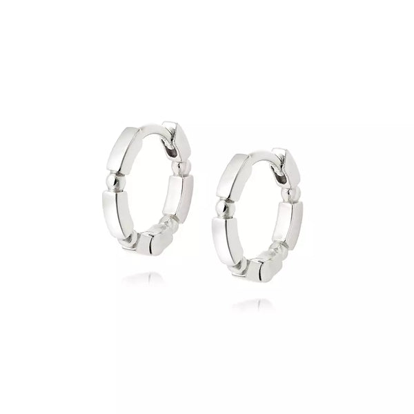 Pair of 925 Sterling Silver Dainty Beaded Patterned Minimal Hoop Earrings - Pierced Universe