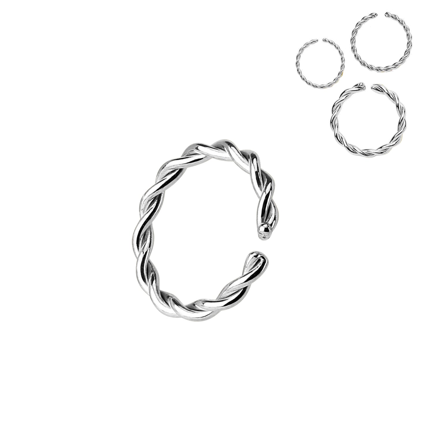 Multi Use 316L Surgical Steel Braided Twisted Nose Hoop Ring