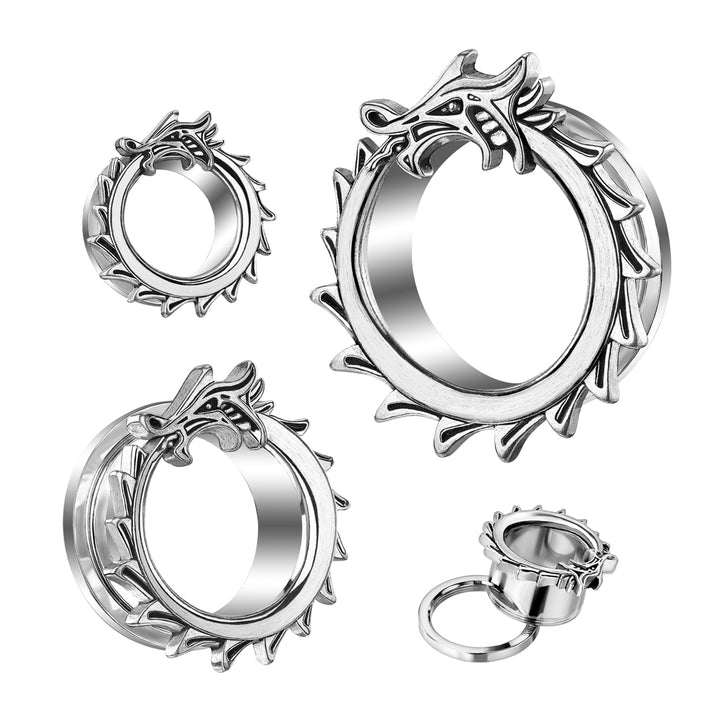 316L Surgical Steel Dragon Rim Screw On Ear Tunnels - Pierced Universe