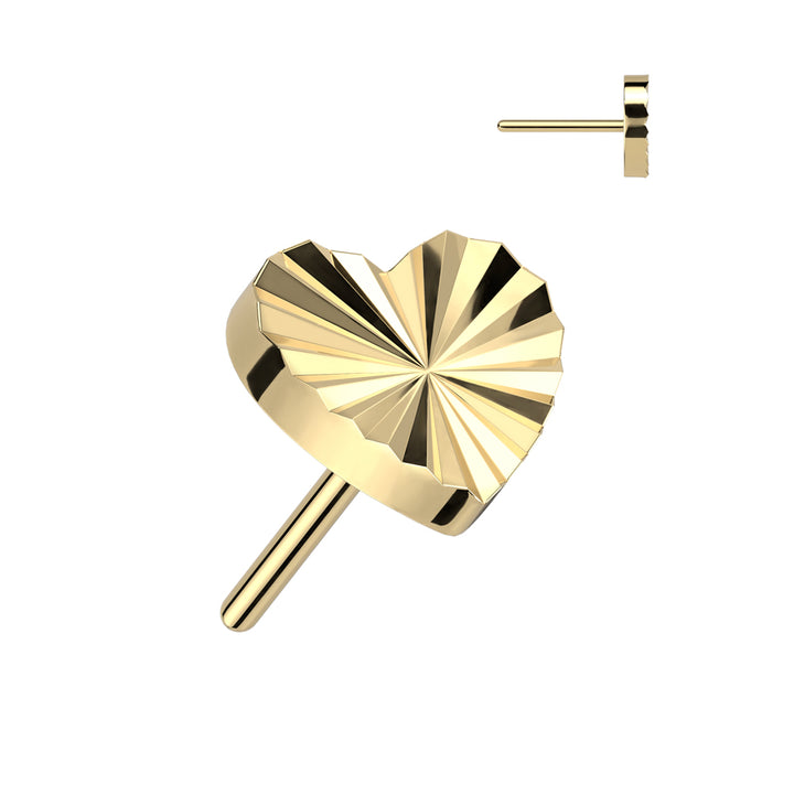 Implant Grade Titanium Gold PVD Ridged Heart Threadless Push In Labret - Pierced Universe