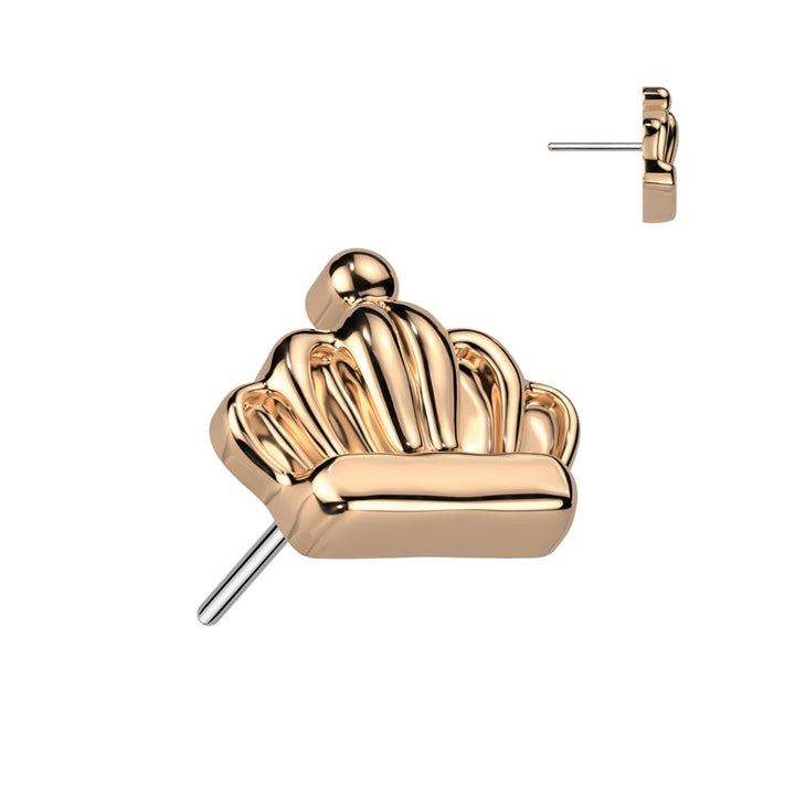 Implant Grade Titanium Rose Gold PVD Large Crown Threadless Push In Labret - Pierced Universe