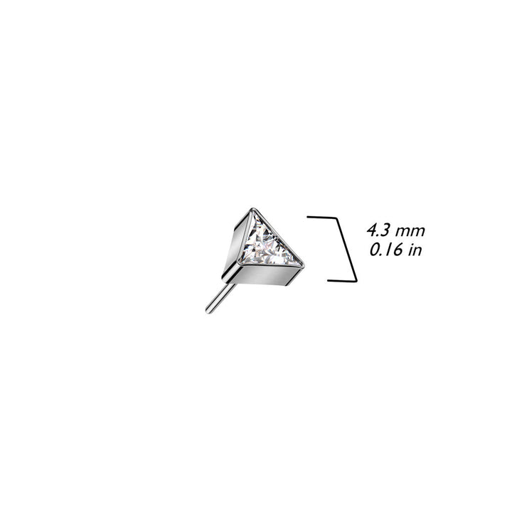 Pair of Implant Grade Titanium Gold PVD White CZ Triangle Threadless Push In Earrings With Flat Back - Pierced Universe