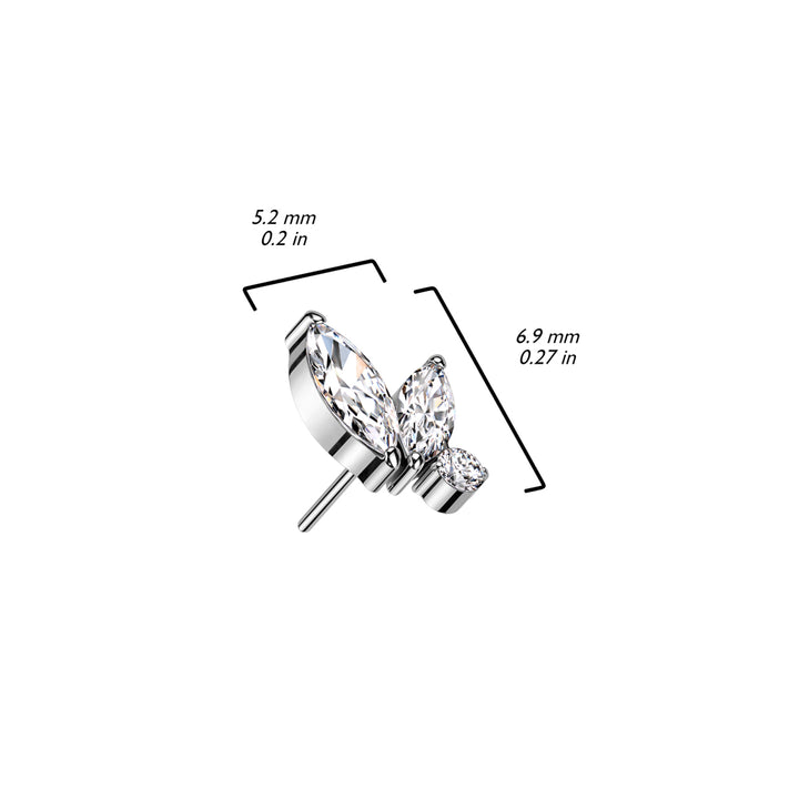 Implant Grade Titanium Marquise Cluster White & AB CZ Threadless Push In Labret - Pierced Universe