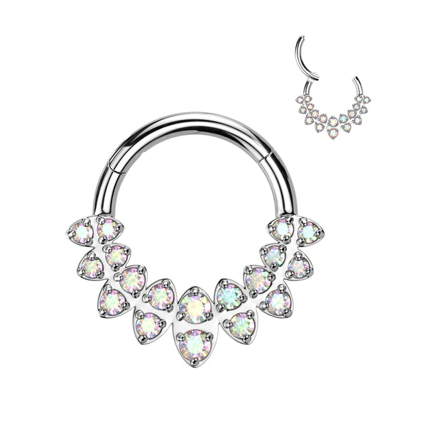 316L Surgical Steel Multi Aurora Borealis CZ Gems Hinged Clicker Hoop - Pierced Universe