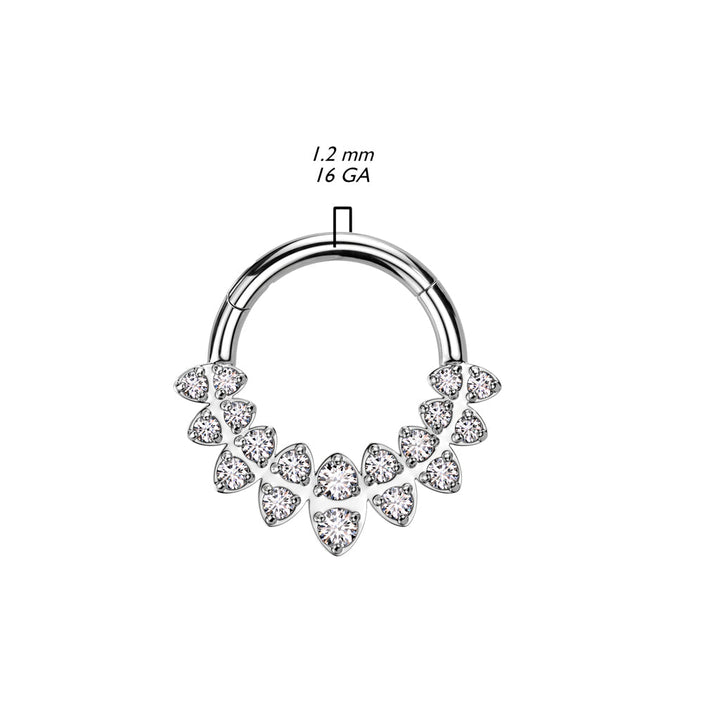316L Surgical Steel Multi Rainbow CZ Gems Hinged Clicker Hoop - Pierced Universe