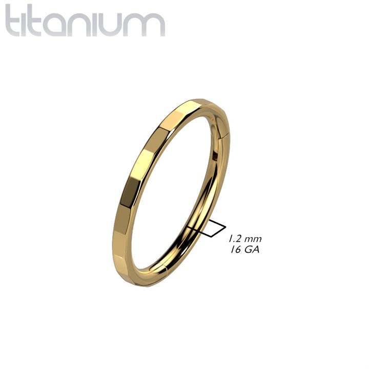 Implant Grade Titanium Gold PVD Faceted Edge Hinged Cartilage Clicker Hoop - Pierced Universe