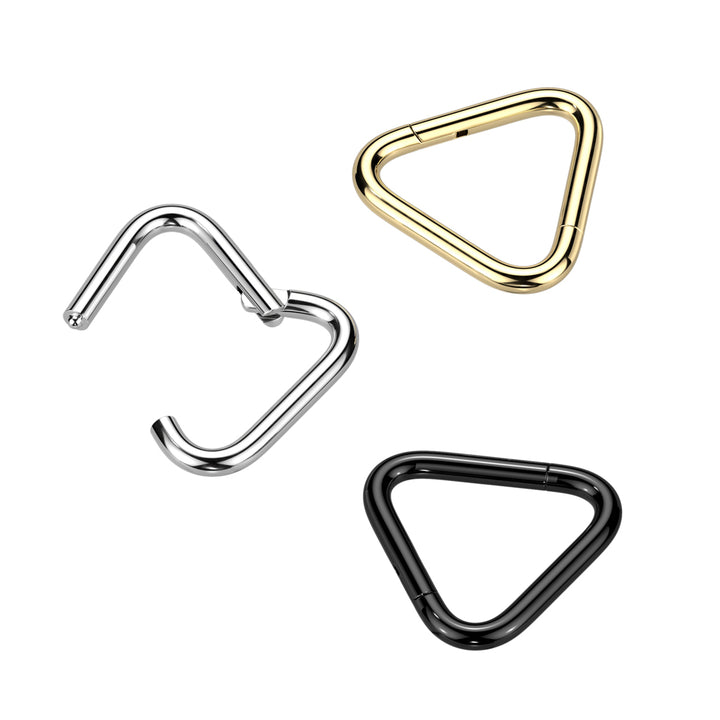 Implant Grade Titanium Gold PVD Triangle Hinged Clicker Hoop - Pierced Universe