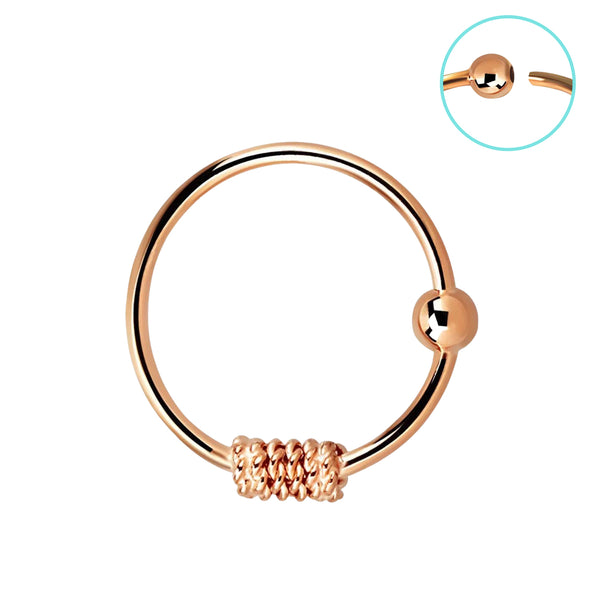 Rose Gold Plated 925 Sterling Silver Tribal Nose Ring Hoop with Design - Pierced Universe