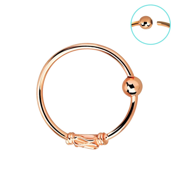 Rose Gold Plated 925 Sterling Silver Tribal Nose Ring Hoop with Design - Pierced Universe