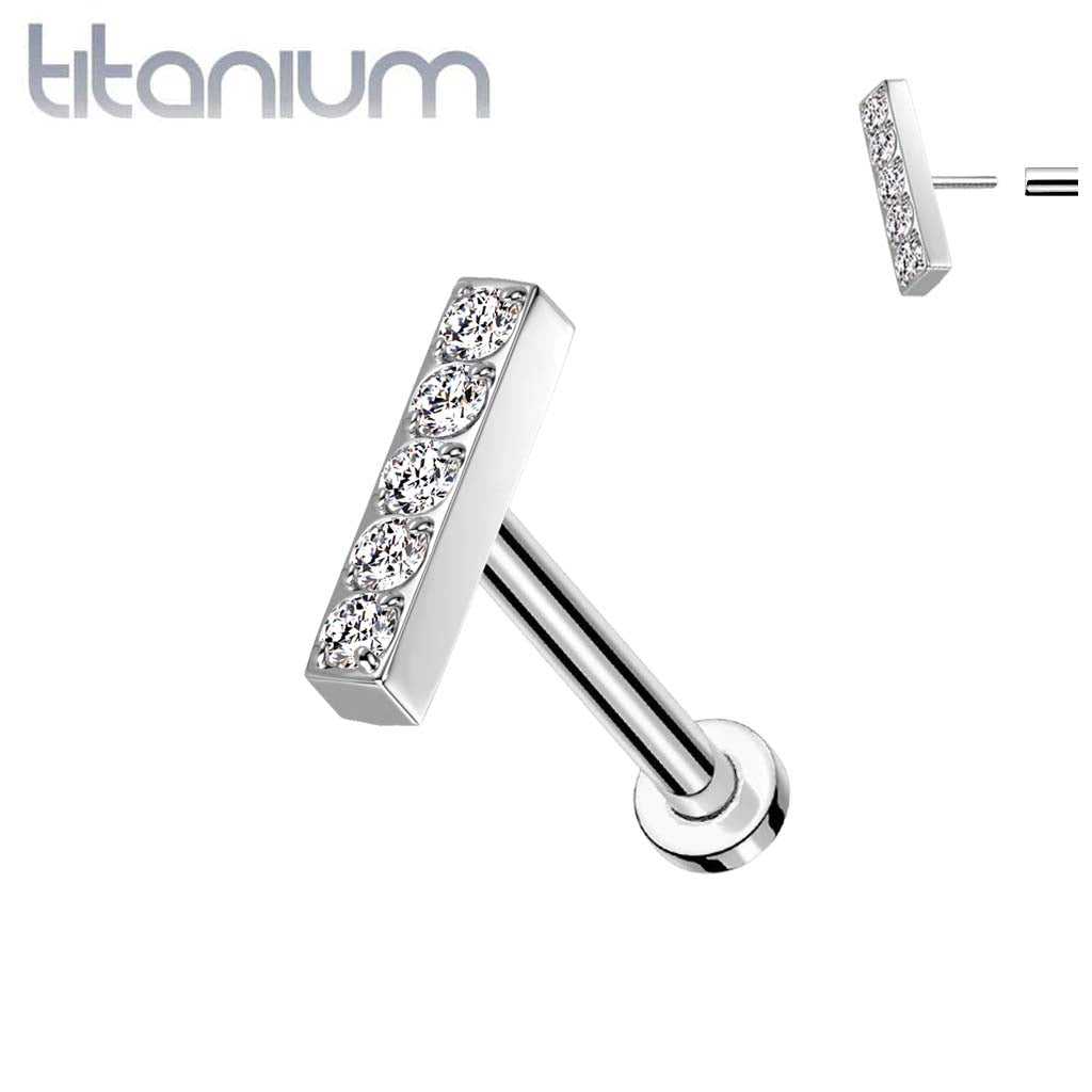 Implant Grade Titanium Threadless Push In Labret White Studded CZ ...