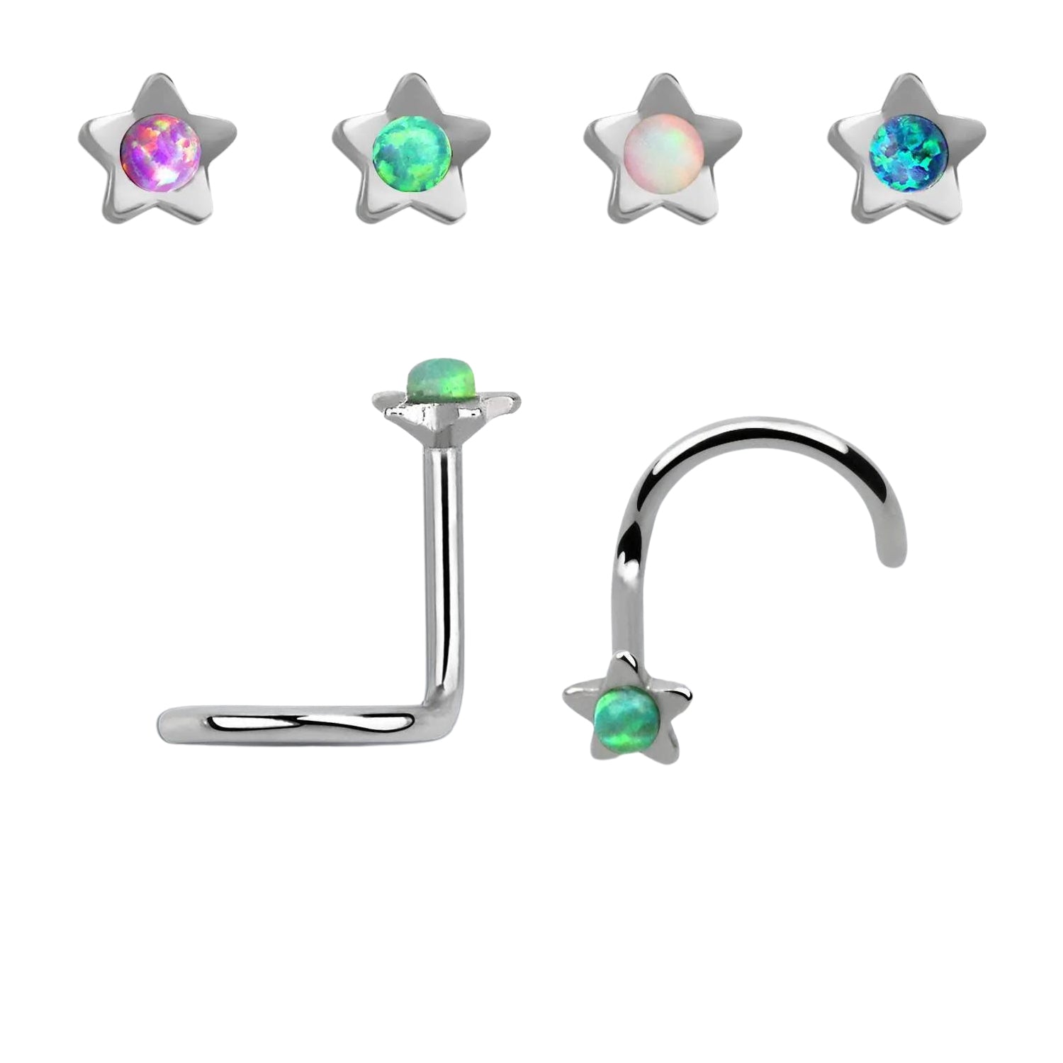 Implant Grade Titanium Threadless Push In Nose Ring Flat Aqua CZ With Flat  Back | Pierced Universe