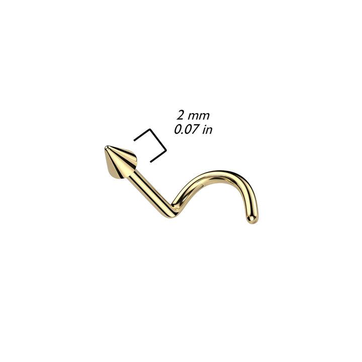Implant Grade Titanium Black PVD Small Spike Corkscrew Nose Stud - Pierced Universe