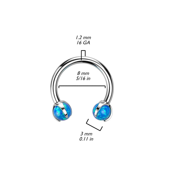 Implant Grade Titanium Blue Opal Internally Threaded Horseshoe - Pierced Universe