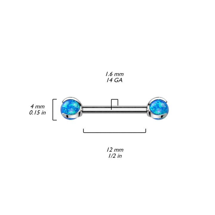 Implant Grade Titanium Purple Opal Internally Threaded Nipple Ring Straight Barbell - Pierced Universe
