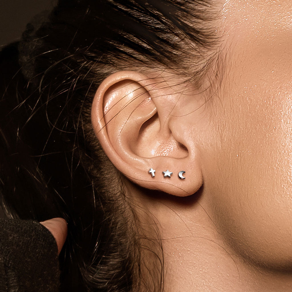Internally Threaded Small Star Implant Grade Titanium Labret Pierced Universe