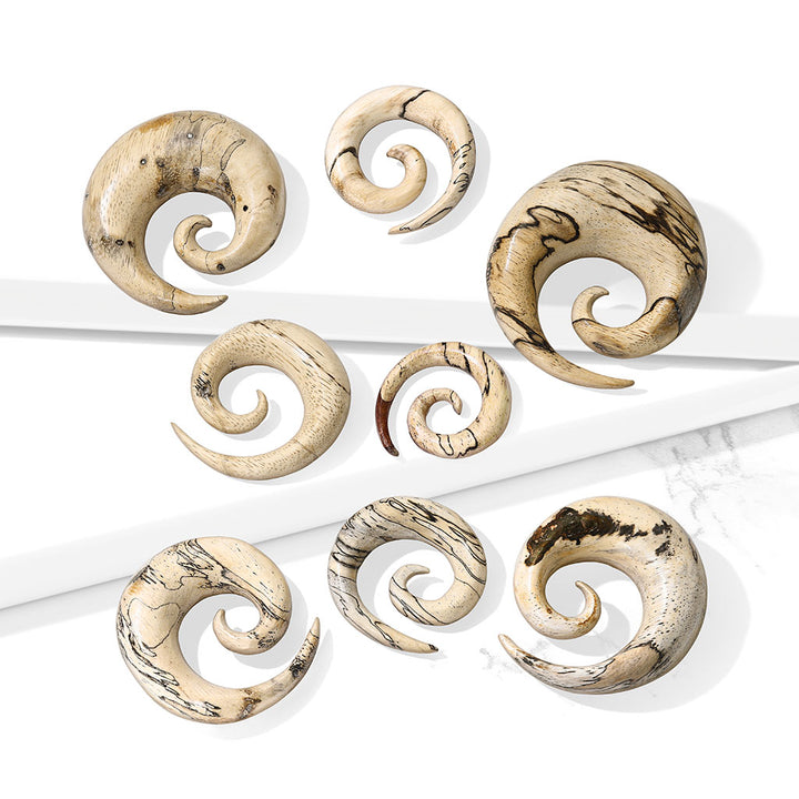 Organic Natural Tamarind Wood Spirals Tapers Stretchers - Pierced Universe