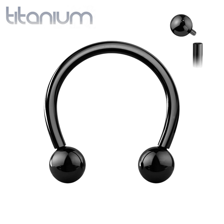 Implant Grade Titanium Internally Threaded Black PVD Horseshoe Circular Barbell - Pierced Universe