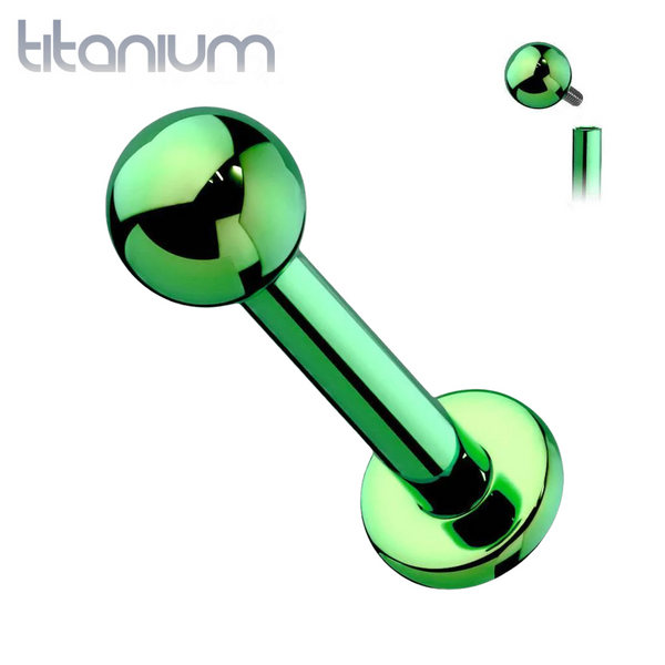 Implant Grade Titanium Internally Threaded Green PVD Labret - Pierced Universe