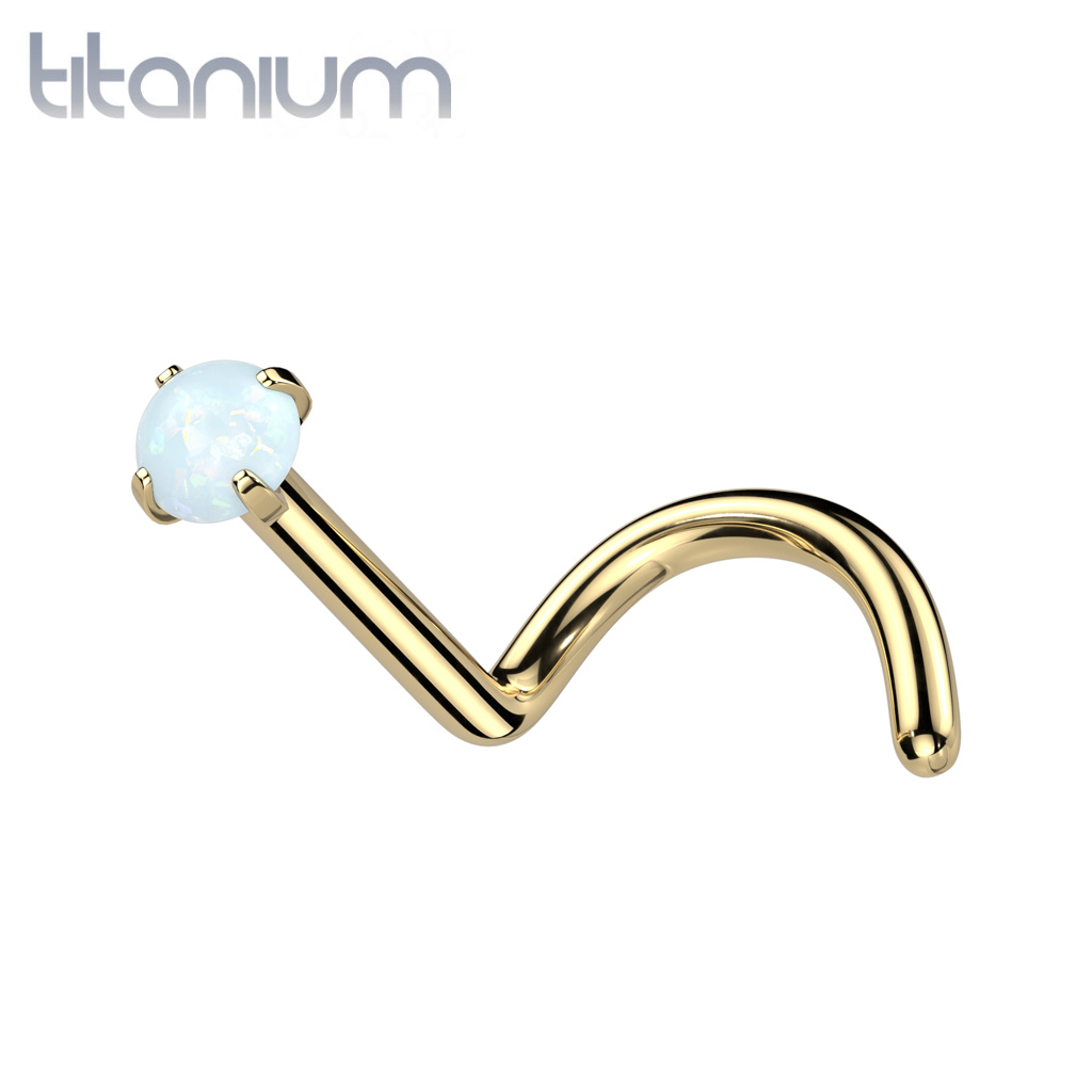 14K Solid White Gold Dome Opal Bezel L Bend Nose Stud Ring –  iconbodyjewelry.com