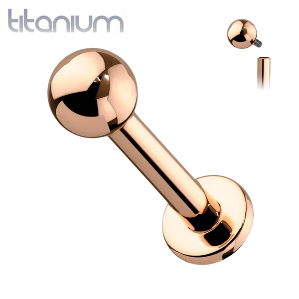 Implant Grade Titanium Internally Threaded Rose Gold PVD Labret - Pierced Universe