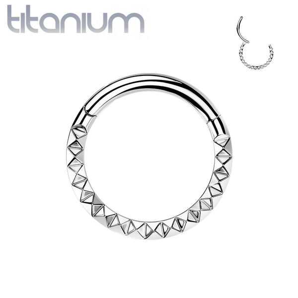 Implant Grade Titanium Ridged Design Hinged Hoop Septum Clicker Ring - Pierced Universe