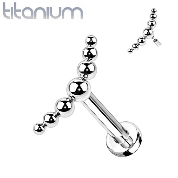 Implant Grade Titanium Curved Beaded Internally Threaded Flat Back Labret - Pierced Universe