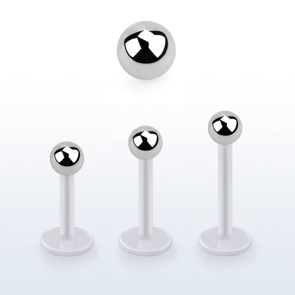 Acrylic Bio Flex Labret with 3mm Steel Ball Acrylic Bio Flex Labret with 3mm Steel Ball