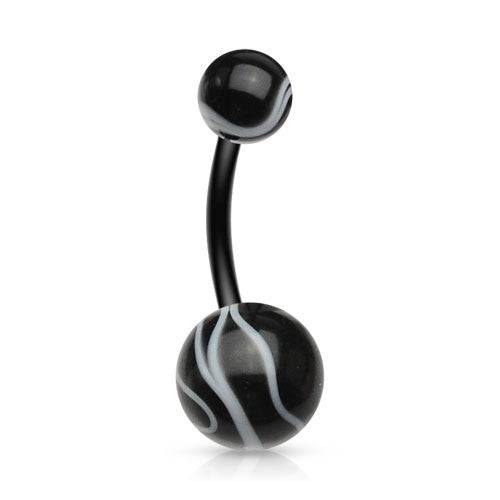 Acrylic Bio Flex Marble Swirl Flexible Belly Button Navel Ring - Pierced Universe