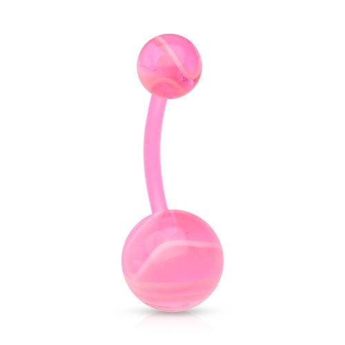 Acrylic Bio Flex Marble Swirl Flexible Belly Button Navel Ring - Pierced Universe