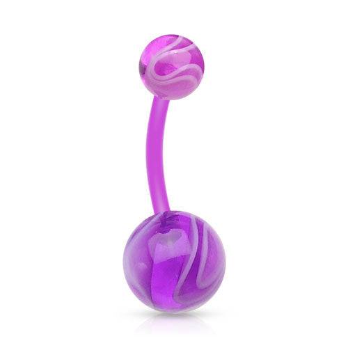 Acrylic Bio Flex Marble Swirl Flexible Belly Button Navel Ring - Pierced Universe