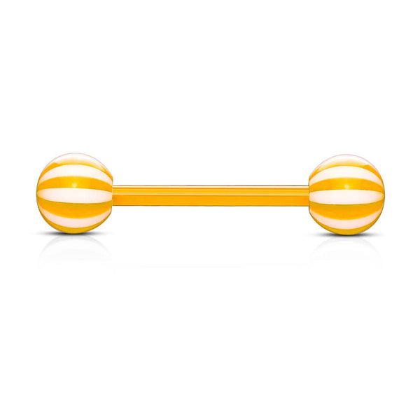 Acrylic Bio Flex Orange Beach Ball Straight Barbell - Pierced Universe