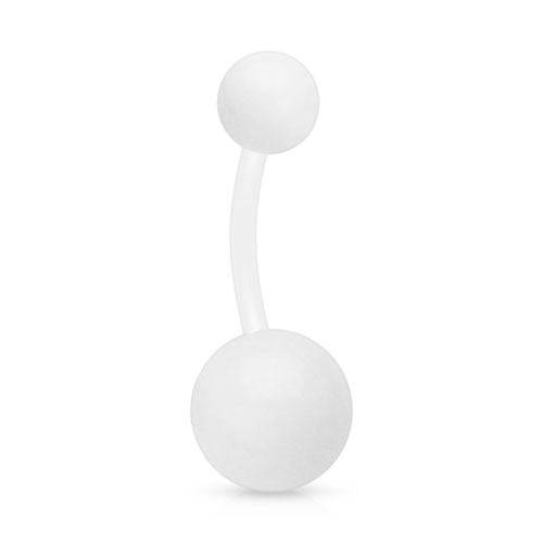 Bio Flex Flexible Solid Acrylic Classic Double Ball Belly Button Navel Ring - Pierced Universe