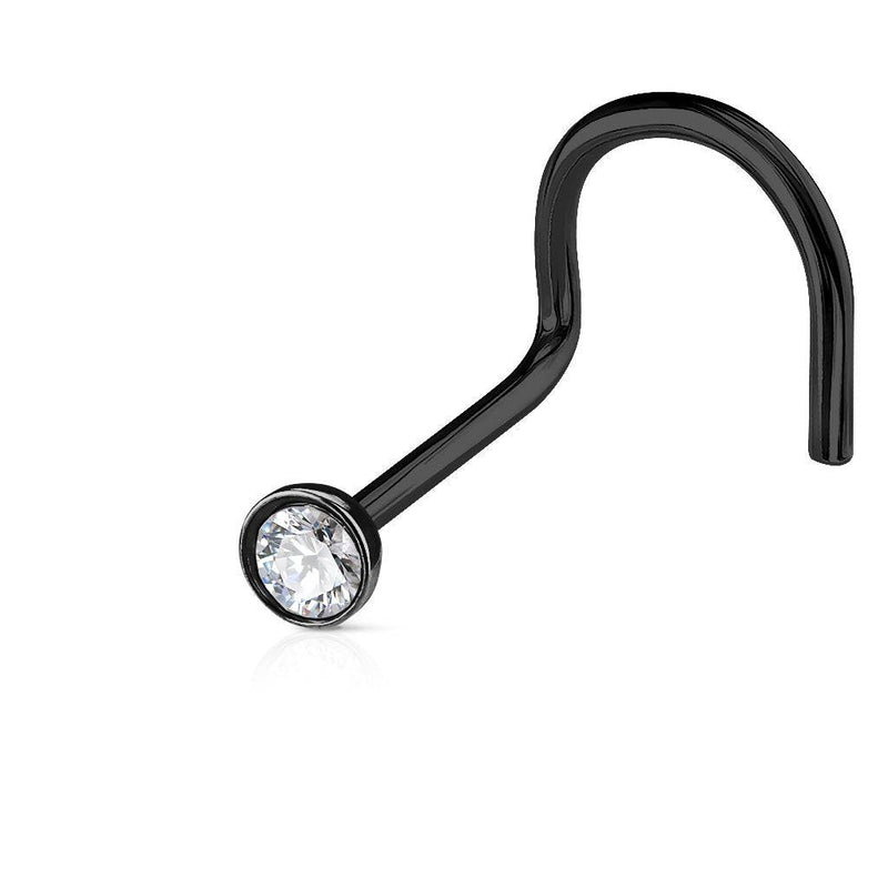 Surgical Steel Curly Nose Ring Black IP Surgical Steel Corkscrew