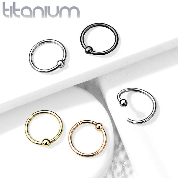 Black PVD High Polished Implant Grade Titanium Easy Bend Nose, Cartilage Hoop Ring with Fixed Ball - Pierced Universe