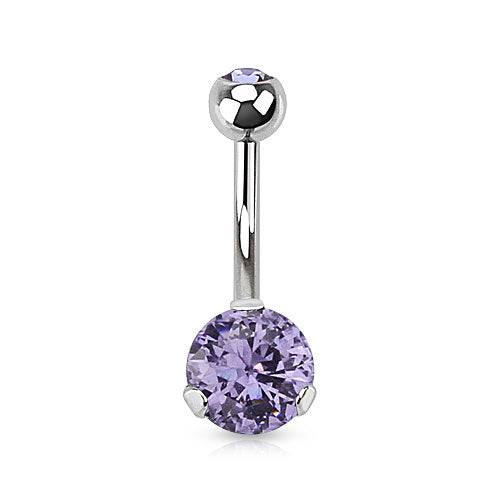 Classic Tanzanite CZ 8mm Gem Surgical Steel Belly Button Navel Ring - Pierced Universe