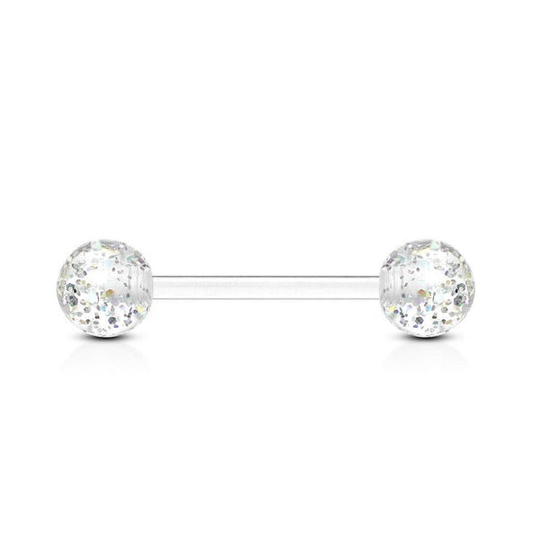 Clear Glitter Acrylic Straight Barbell - Pierced Universe