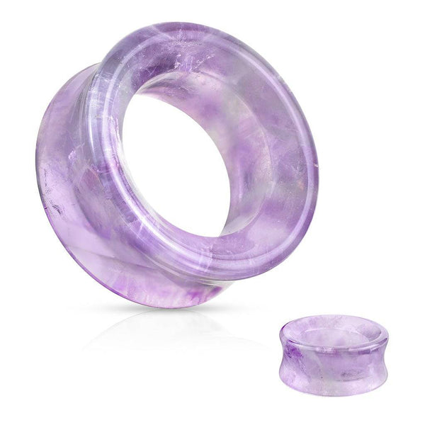 Double Flared Semi Precious Amethyst Stone Ear Tunnels - Pierced Universe