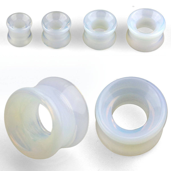 Double Flared White Opal Stone Ear Gauges Tunnels - Pierced Universe