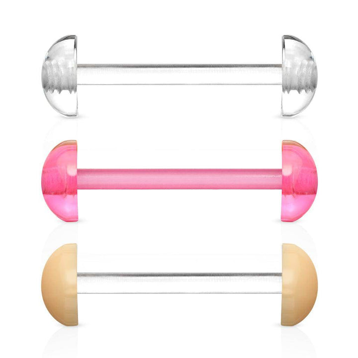 Acrylic White Half Ball Top & Bottom Tongue Ring Retainer Barbell 14 Acrylic White Half Ball Top & Bottom Tongue Ring Retainer Barbell 14