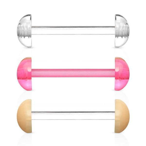 Flexible Acrylic Straight Barbell Tongue Ring with Dome Half-Ball Ends - Pierced Universe