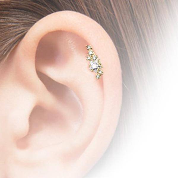 Gold Surgical Steel Star CZ Crystal Helix Barbell - Pierced Universe