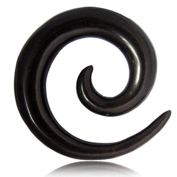 Hand Carved Black Areng Wood Ear Spiral Expander - Pierced Universe