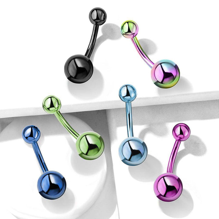 High Polished 316L Surgical Steel Rainbow PVD Belly Button Navel Ring - Pierced Universe