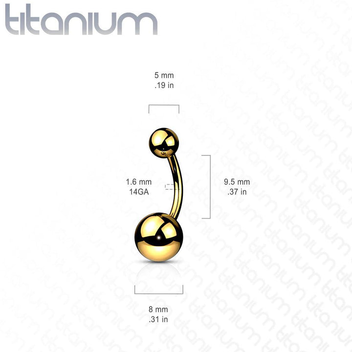 Implant Grade Titanium Gold PVD Ball Stud Belly Ring - Pierced Universe