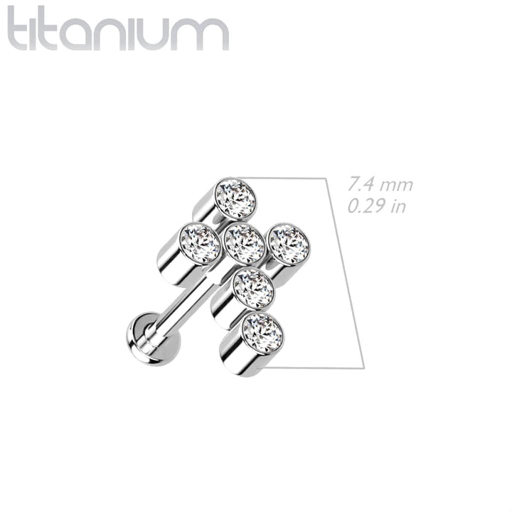 Implant Grade Titanium Gold PVD Internally Threaded White Cross Labret - Pierced Universe