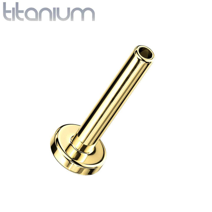 Implant Grade Titanium Gold PVD Threadless Push In Flat Back White Prong CZ Nose Ring Stud - Pierced Universe