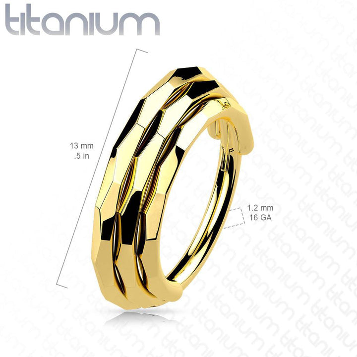 Implant Grade Titanium Gold PVD Triple Layer Hinged Clicker Hoop - Pierced Universe