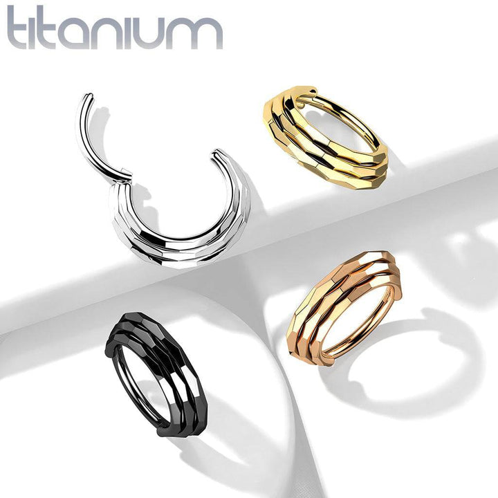 Implant Grade Titanium Gold PVD Triple Layer Hinged Clicker Hoop - Pierced Universe