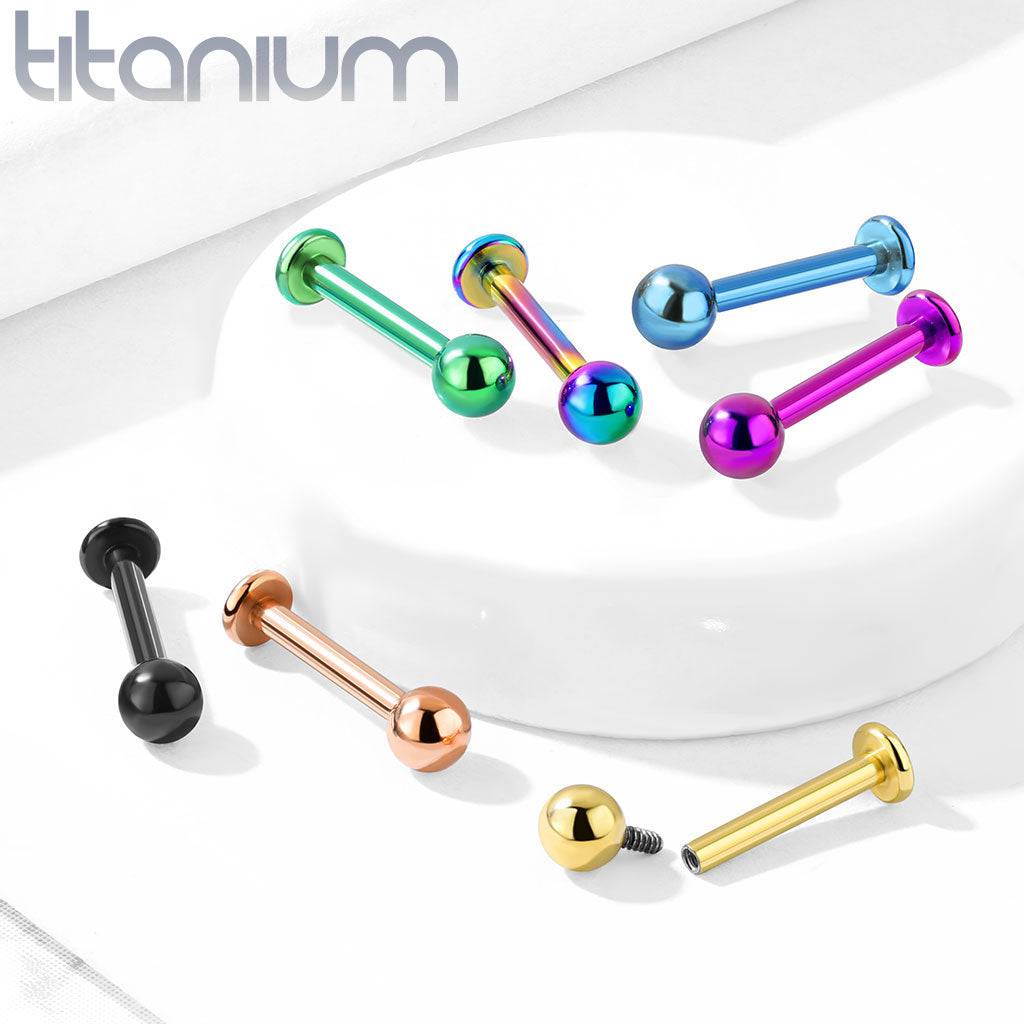 Implant Grade Titanium Internally Threaded Black PVD Labret | Pierced ...
